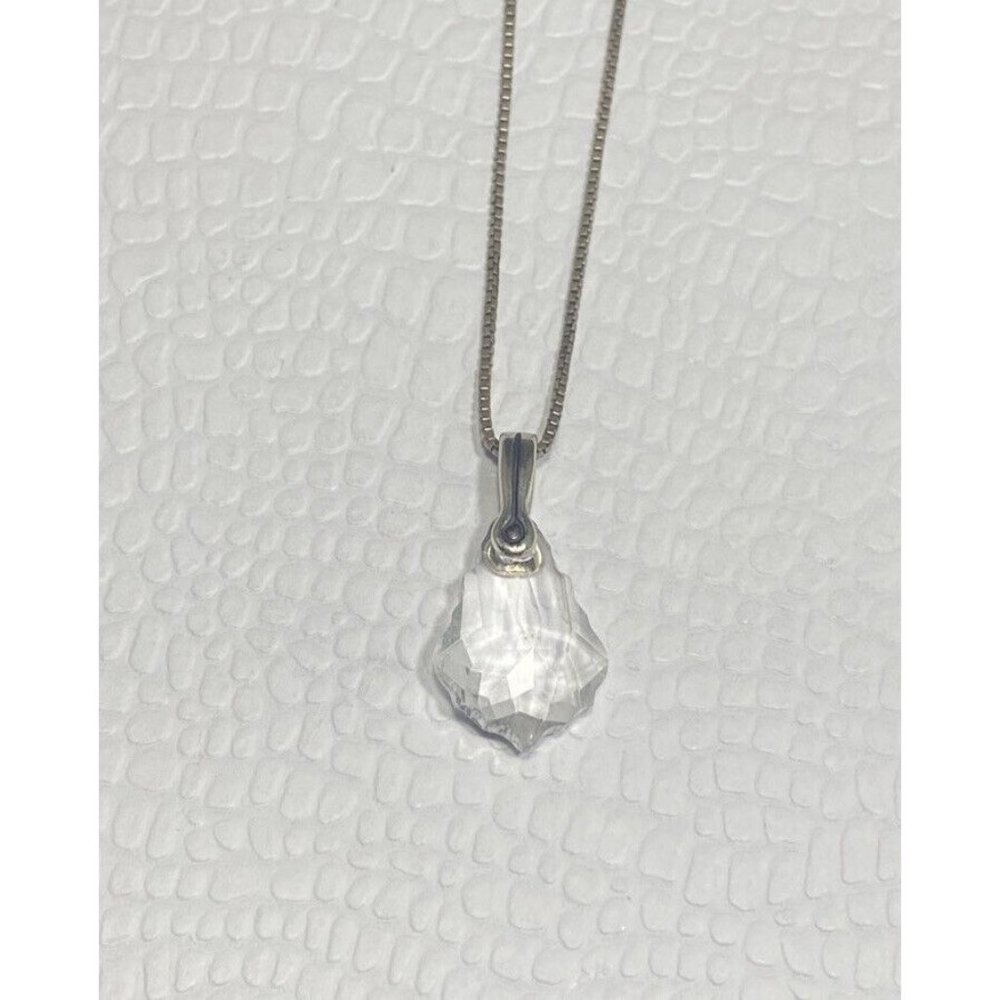 JBB Joshua Benbassat Sterling Silver Clear Crystal Pendant 17 3/4 Necklace 925